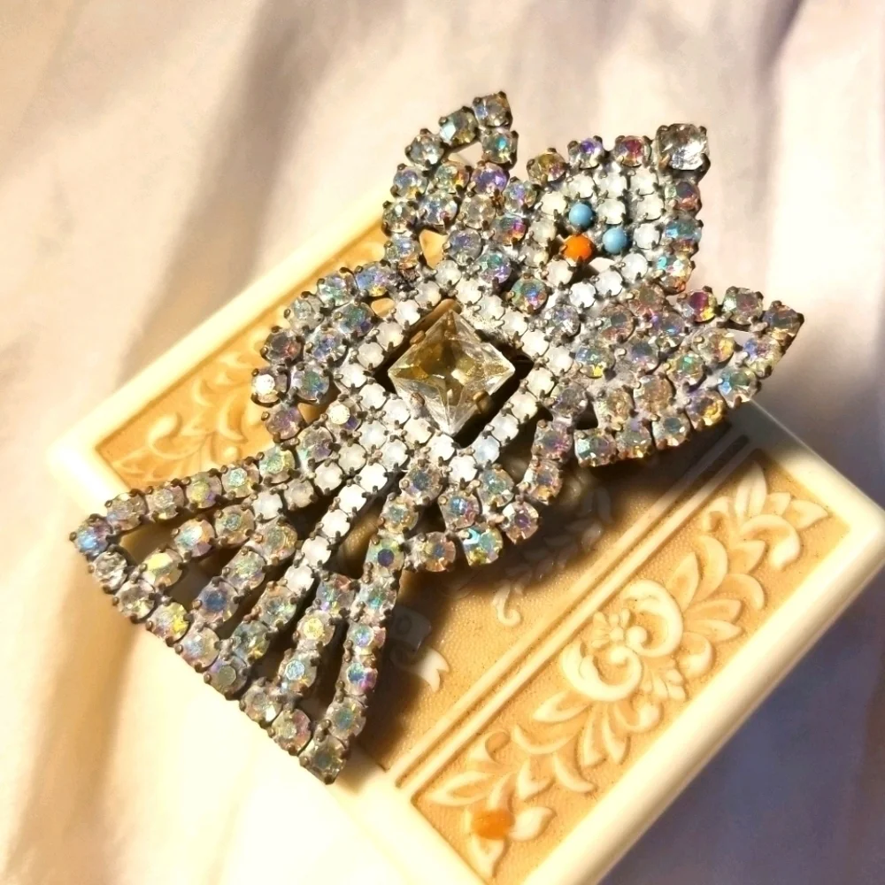 CZECH GLASS Angel Brooch Vintage And LARGE